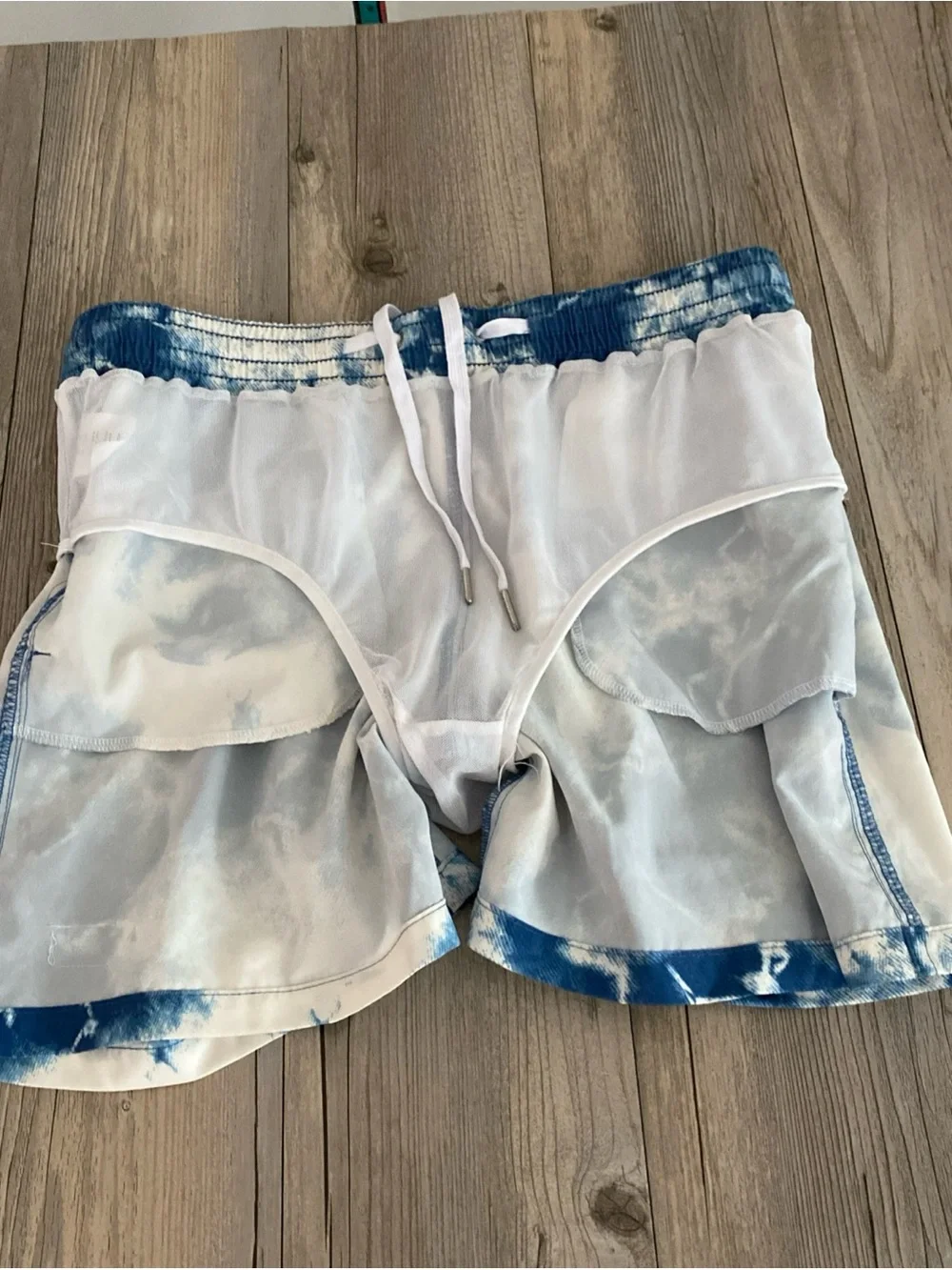 Duvin Design Co Men’s Lined Swim Shorts Trunks Storm Tie-Dye Large